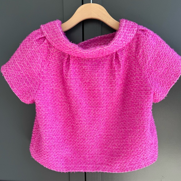 Kate Spade Pink Tweed Short Sleeve Bolero Jacket Blazer • S - Picture 6 of 9